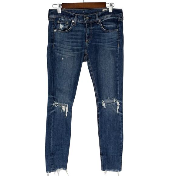RAG & BONE Jeans Dre Capri Deville Womens Size 25 2 Distressed Low Rise - Picture 1 of 5